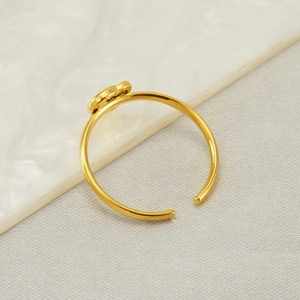 Anello regolabile in acciaio inossidabile dorato con ciondolo a forma di orso