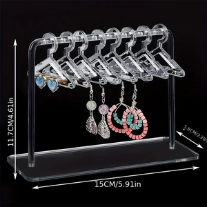 Clear acrylic earring display stand dimensions showing 15cm width and 11.7cm height