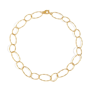 Minimalist 18K gold-plated oval textured necklace with stylish OT toggle clasp closure