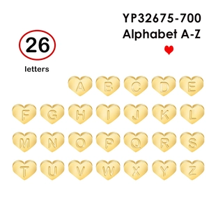Golden heart-shaped alphabet pendant set from A to Z for DIY stainless steel jewelry