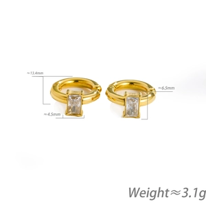 18k gold plated hoop earrings with rectangular zircon pendant for women daily wear