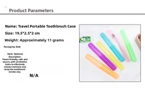Macro detail of portable PP toothbrush travel case showing dimensions and drainage holes