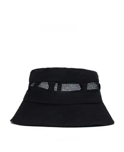 Detail of summer outdoor sun hat featuring a breathable mesh panel for ventilation