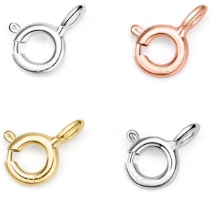 Chiusure ad anello a molla in argento 925 in colori argento, oro rosa e oro per gioielli