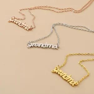 Grandma Pendant Necklace 316L Stainless Steel Script Lettering Minimalist Family Gift For Women Polished Jewelry