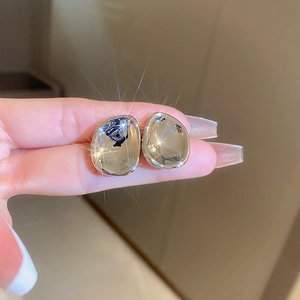 Irregular Geometric Stud Earrings Alloy With Silver Earring Post Liquid Metal Minimalist High Polish For Women