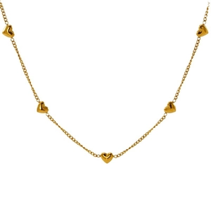 Elegante Halskette aus vergoldetem Titanstahl mit Herzanhängern für Damen im schlichten Design