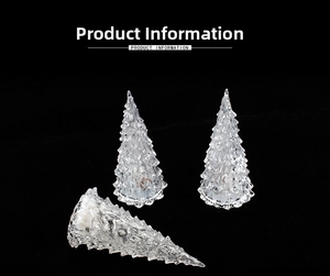Detailed view of three acrylic Christmas tree ornaments with multi-faceted crystal design