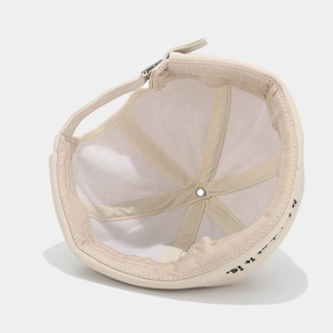 Minimalist beige cotton docker hat with letter embroidery and adjustable metal buckle