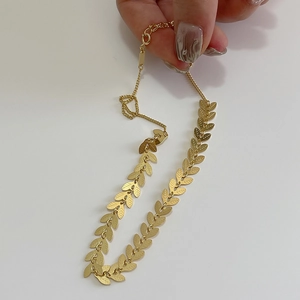 925 sterling silver gold leaf choker necklace with adjustable lobster clasp closure