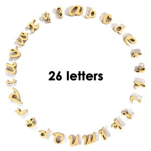Set of 26 lowercase gold stainless steel alphabet beads for DIY jewelry making charms