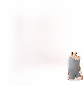 Details des grauen nahtlosen Yoga-Einteilers mit 4-Wege-Stretch und Body-Sculpting-Effekt