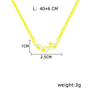 Detailed size chart for star zircon pendant necklace with 40 plus 6 cm chain dimensions