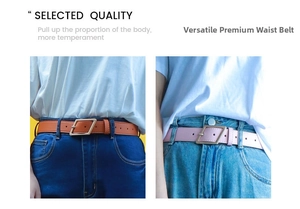 Close-up of stylish women's leather belt with unique geometric matte metal buckle on jeans