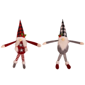 Christmas gnome curtain buckles with red and white plaid patterns for home decor