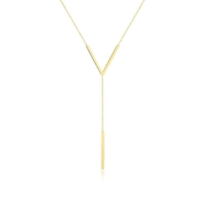 Elegant gold V-shaped long pendant necklace for women in high-quality titanium steel