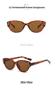 Vues de face et de côté de lunettes de soleil œil de chat vintage écaille de tortue et or