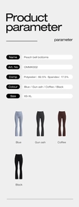 Tableau des tailles et détails du tissu pour le pantalon évasé yoga taille haute