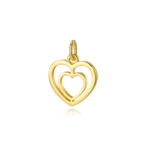 Elegant gold double heart pendant with polished finish for DIY jewelry necklaces