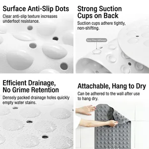 Tappetino da bagno in PVC antiscivolo con ventose e fori di drenaggio per la sicurezza