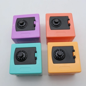 Creative mini safe-box piggy banks in four colors with mechanical dial design
