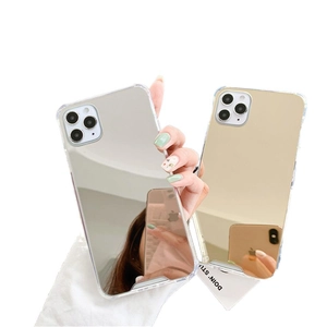 Mirror finish acrylic protective case for iPhone featuring silver and gold luxury plating