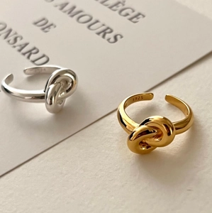 Minimalist S925 sterling silver knotted open rings in silver and gold plating