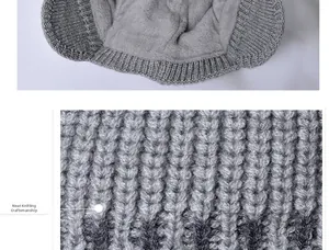 Détail du tricot soigné et de la doublure thermique en fausse fourrure pour bonnet d'hiver