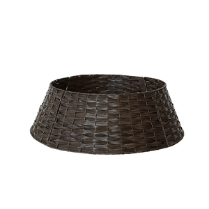 Handwoven dark brown Christmas tree collar base for rustic holiday tree decoration