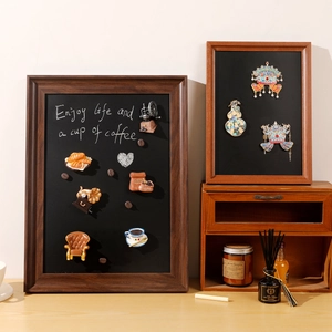 Magnetic Blackboard Photo Frame Wood Display For Fridge Magnets Badges Medals Chalkboard Showcase Desktop Home Decorative