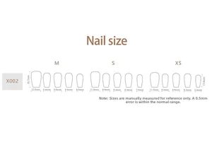 Guide détaillé des tailles pour faux ongles press-on en XS S M avec mesures millimétrées