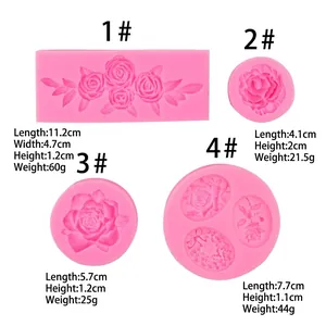Rosa 3D-Silikonformen für Nelken- und Rosen-Fondantkuchen oder Kerzenherstellung