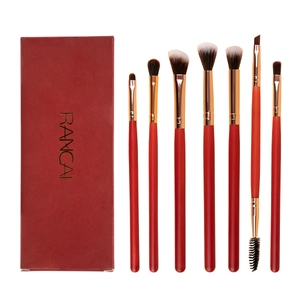 Professional Red Wood Handle Makeup Brushes Synthetic Fiber Bristles Eye Shadow Eyeliner Eyebrow Concealer Cosmetic Tools