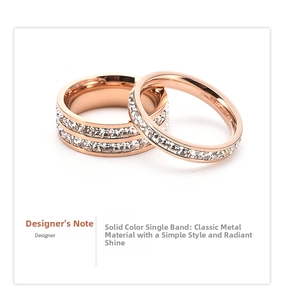 Close-up of rose gold couple rings set with double and single row square-cut diamonds