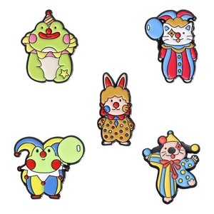 Five-piece set of cute cartoon animal circus enamel pins for backpacks and jackets