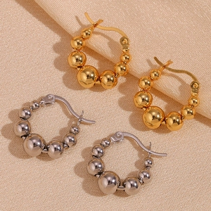 Edelstahl 18K Vergoldet Gradient Perle Creolen Für Damen Minimalistische Mode Geometrische C-Förmige Ohrringe Schmuck Geschenk