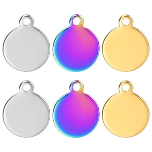 Minimalist Round Disk Charms Pendants Stainless Steel DIY Jewelry Accessories Vacuum Plated For Women