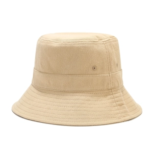 Unisex khaki cotton bucket hat with metal eyelets for outdoor sun protection