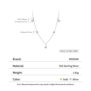 Elegant 925 sterling silver butterfly and flower pendant necklace with dimensions