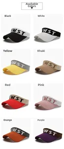 Detailed view of eight different color combinations for the knitted sun visor hat