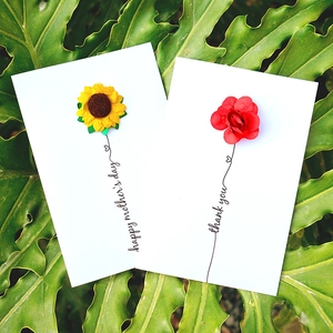 Greeting Card Handmade 3D Paper Flower Bouquet Mothers Day Teachers Day Thank You Creative Cardboard Stationery Gift