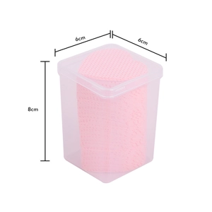 Pink heart eyelash glue wipes in transparent storage box measuring 6x6x8cm