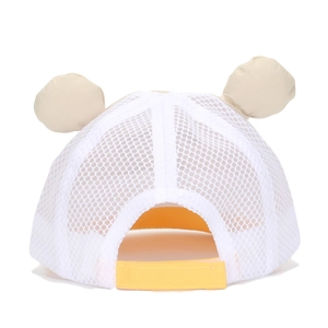 Weiße Baby-Baseballkappe aus Netzstoff mit Khaki Bärenohren und Klettverschluss