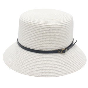 Cappello Alla Pescatora Di Paglia Traspirante Carta Parasole Estate Spiaggia Cupola Piatta Con Cintura In Pelle Fibbia Metallo Tesa Larga