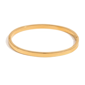 Minimalist 18K gold plated stainless steel bangle with a polished mirror finish surface