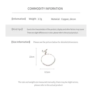 Detailed size specifications for zircon clover bracelet with 22cm length and 3.7g weight