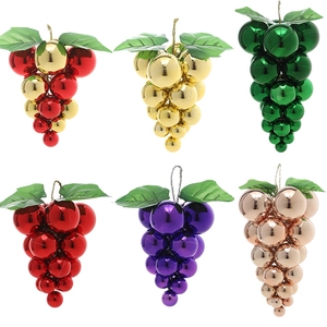 Christmas Ball Hanging Ornaments Electroplated Plastic Grape Cluster With Green Leaves Elegant Holiday Xmas Tree Decor