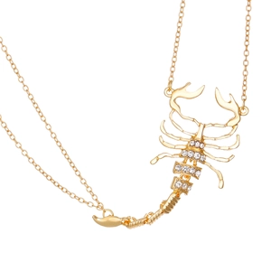 Sexy Punk Gold Skorpion Körperkette mit weißen Kristallen auf feiner Metalllegierungskette