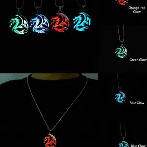 Collier dragon Han lumineux avec lueurs orange, verte et bleue pour soirées et fêtes