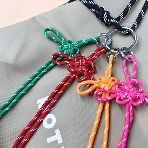 Handwoven Woven Rope Keychain Bag Charm Pendant Reflective Parachute Cord Chinese Knot Style Metal Ring Accessory
